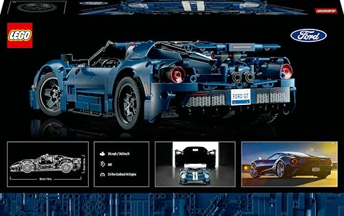 LEGO Technic 42154 Ford GT 2022, Supercar Modellauto 1:12 mit authentischen Details, fortschrittlicher Bausatz & Sammlerset für Erwachsene