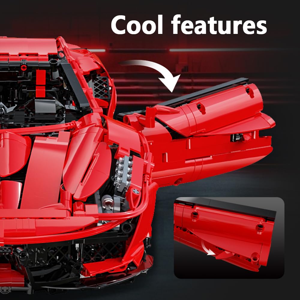 CaDA Master C61042w Supercar 488, Technik Modellauto 1:8 mit 3187 Steinen, ferngesteuertes Sportwagen-Bausatz für Erwachsene & Jugendliche