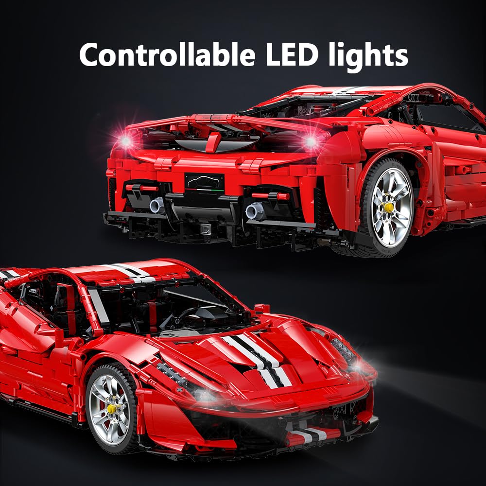 CaDA Master C61042w Supercar 488, Technik Modellauto 1:8 mit 3187 Steinen, ferngesteuertes Sportwagen-Bausatz für Erwachsene & Jugendliche