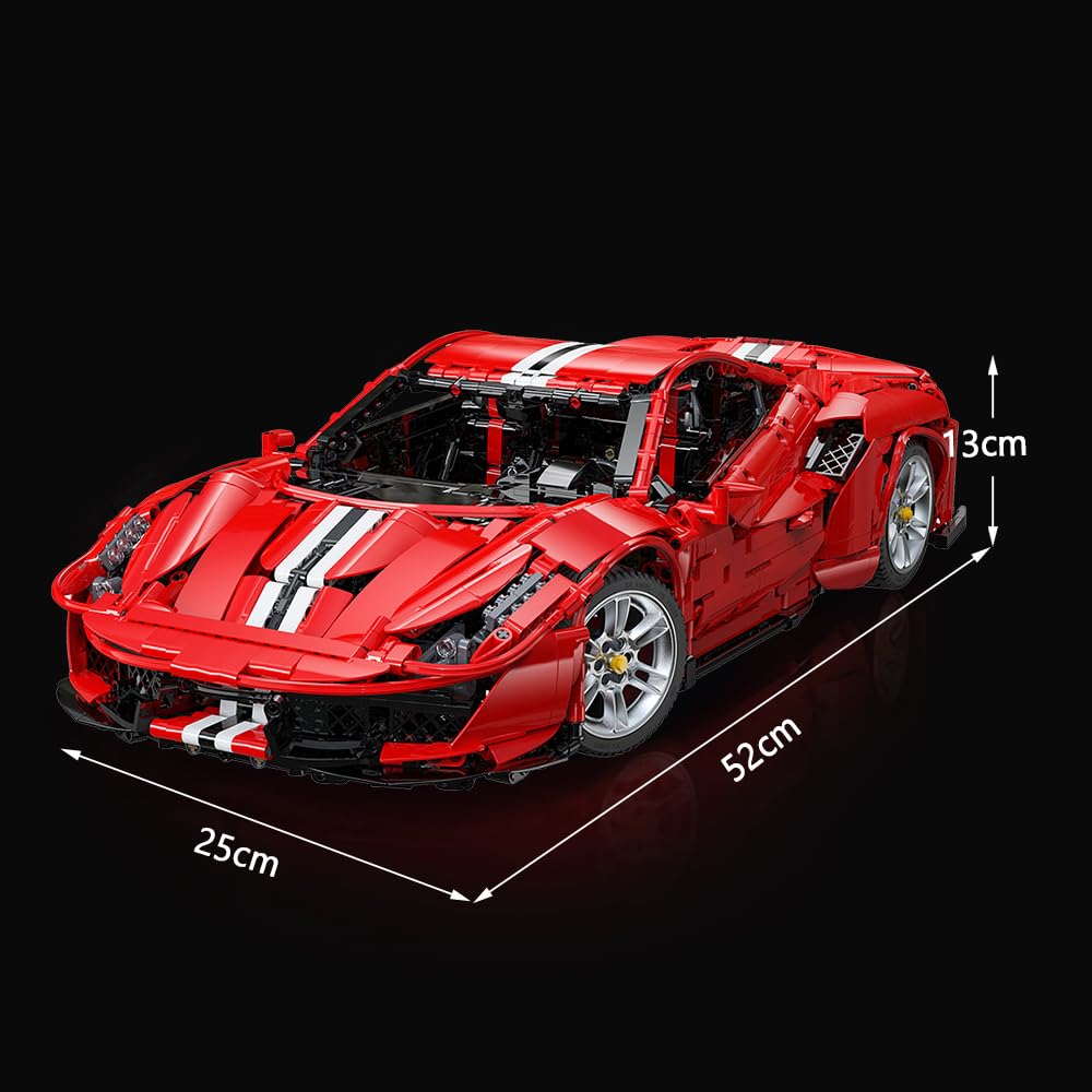 CaDA Master C61042w Supercar 488, Technik Modellauto 1:8 mit 3187 Steinen, ferngesteuertes Sportwagen-Bausatz für Erwachsene & Jugendliche