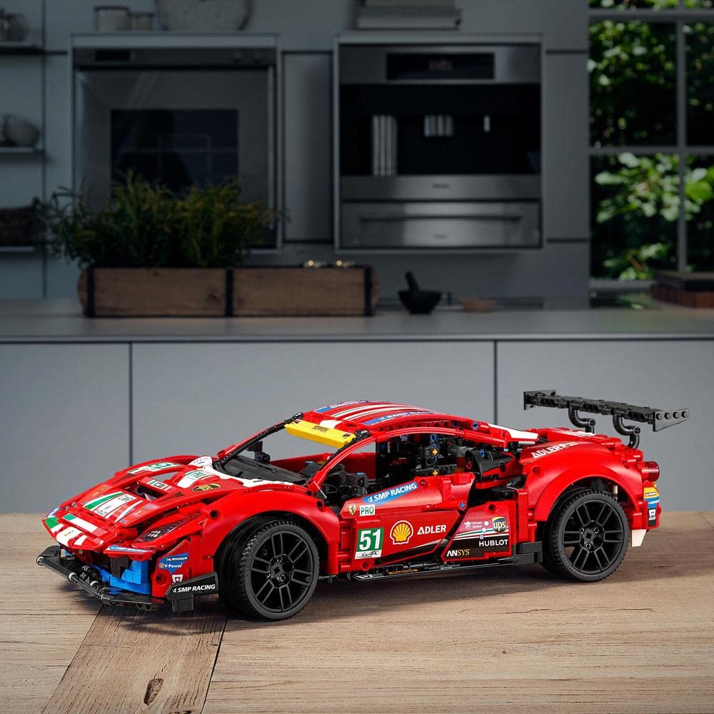 LEGO Technic 42125 Ferrari 488 GTE AF Corse # 51, Authentisches Langstreckenrennwagenmodell für Erwachsene