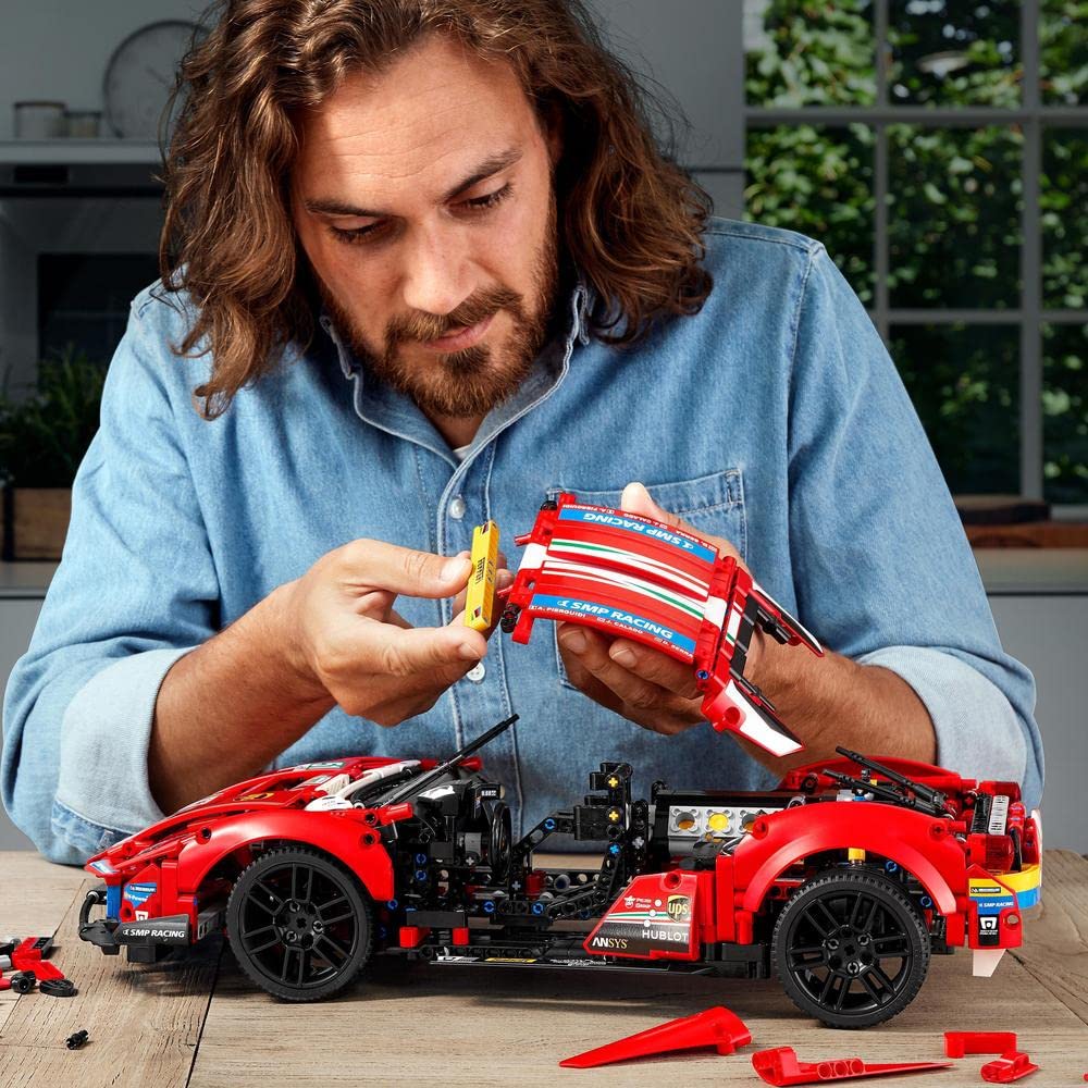 LEGO Technic 42125 Ferrari 488 GTE AF Corse # 51, Authentisches Langstreckenrennwagenmodell für Erwachsene