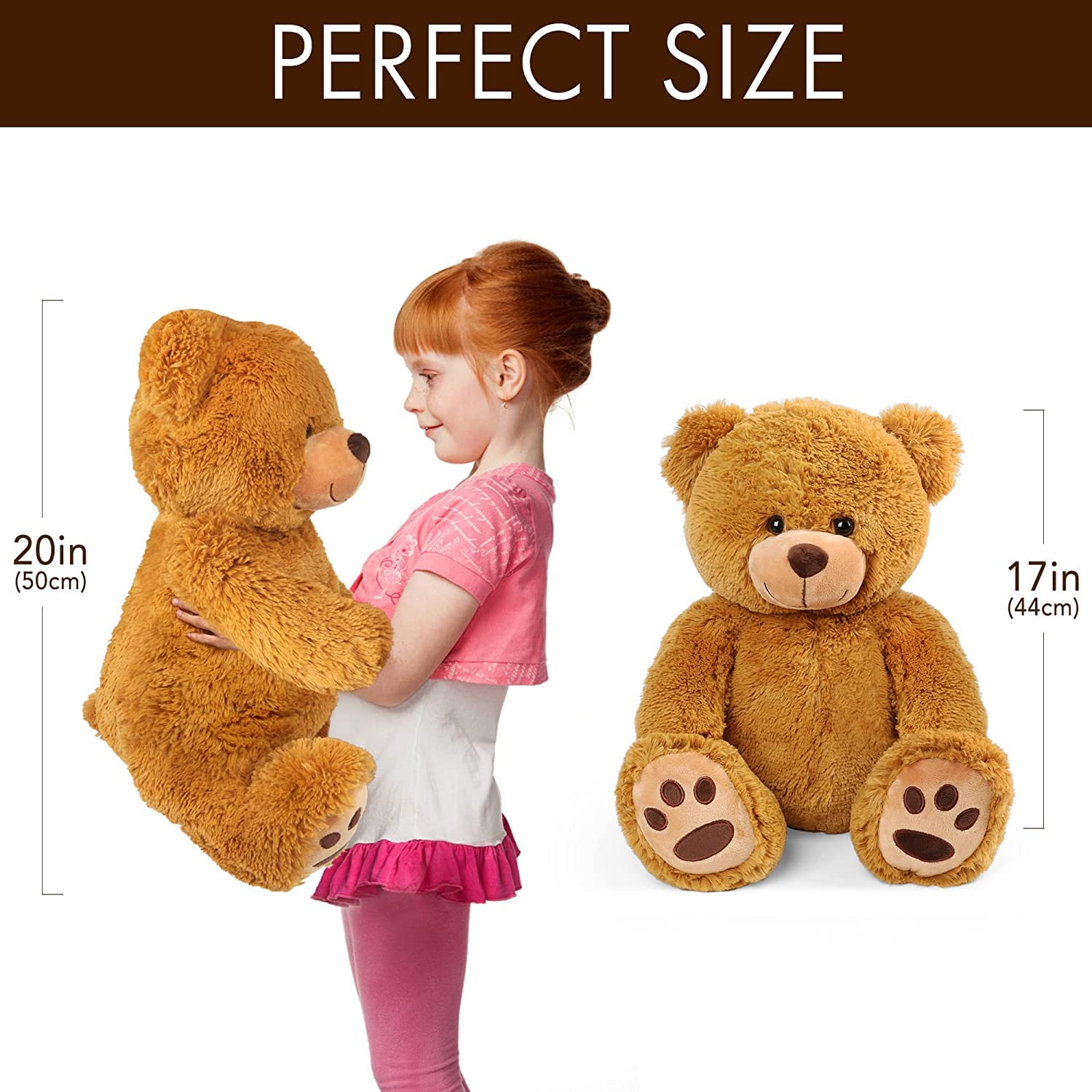 LotFancy Teddybär Kuscheltier 50cm, Plüschtier Stofftier Teddy, Süßes Geschenk für Kinder Mädchen Freundin