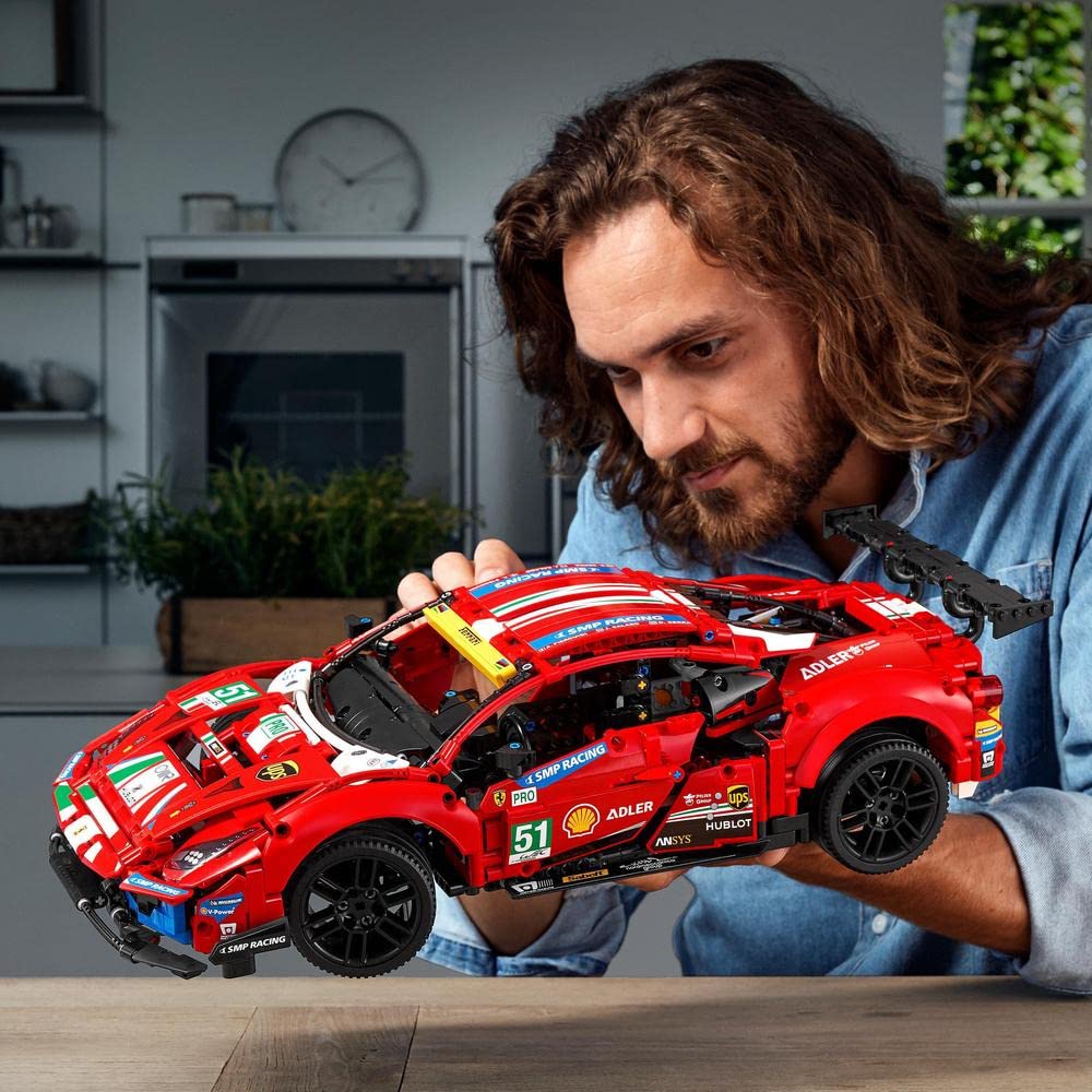 LEGO Technic 42125 Ferrari 488 GTE AF Corse # 51, Authentisches Langstreckenrennwagenmodell für Erwachsene