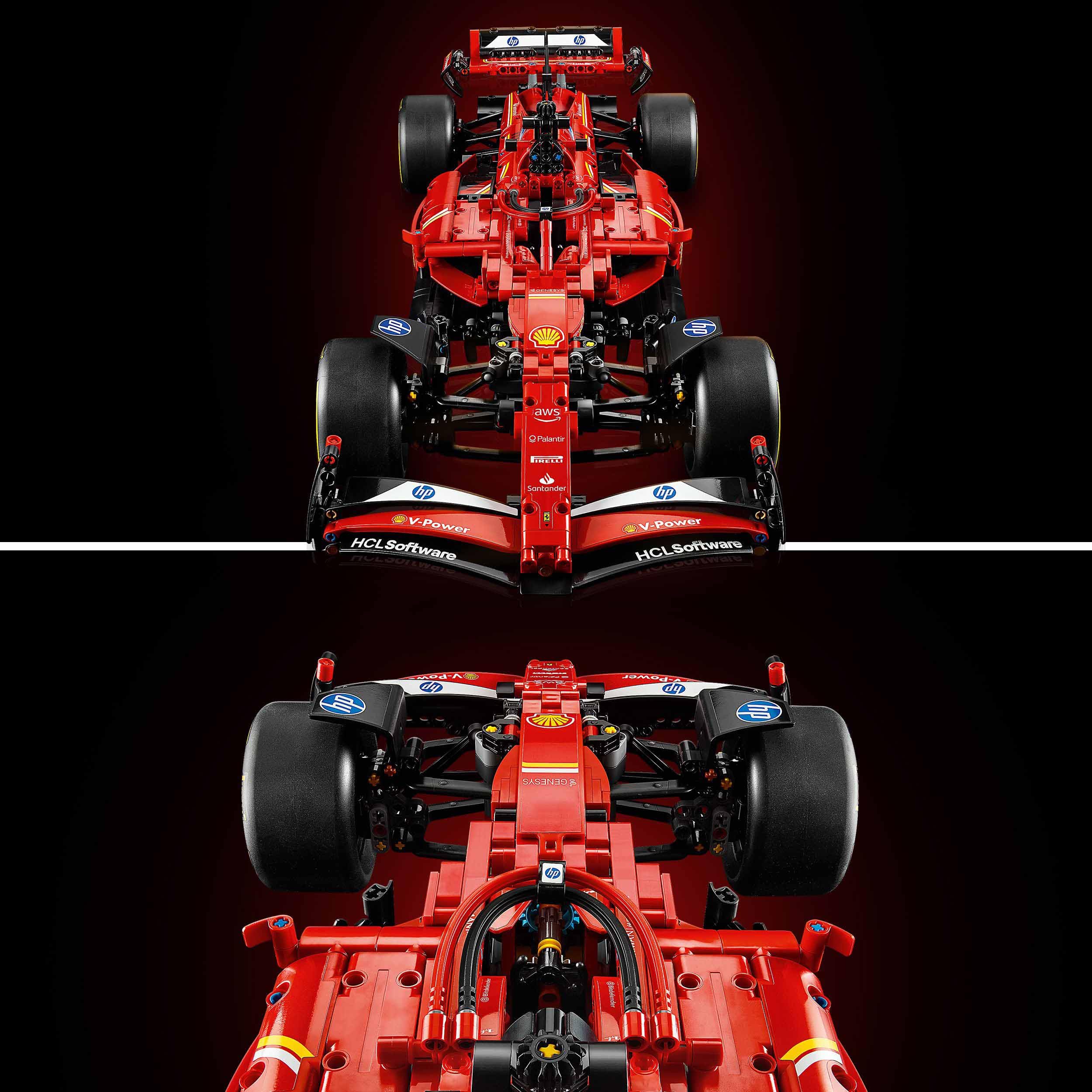 LEGO Technic 42207 Ferrari SF-24 F1 Rennwagen 1:8 mit V6-Motor, Getriebe, Lenkung & DRS, inkl. Speed Champions 30709 Polybag Sammlerset