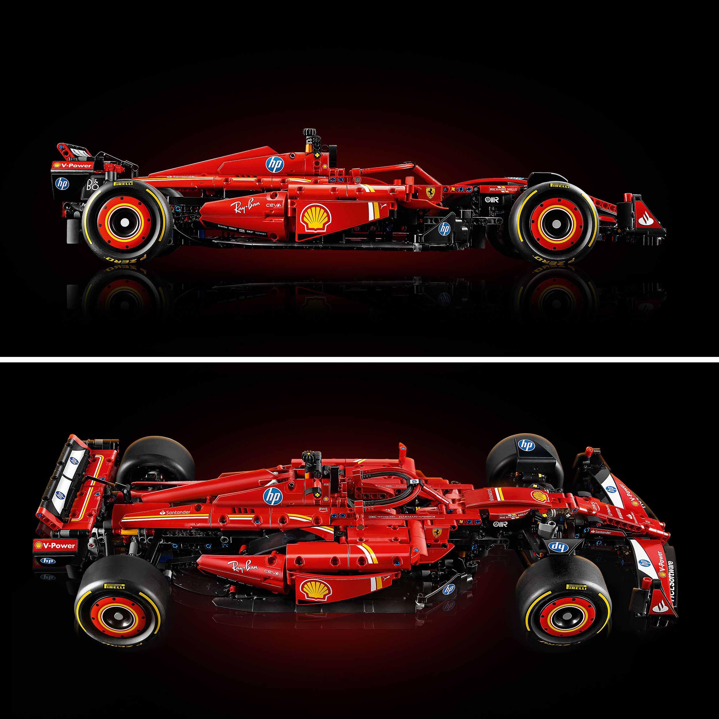 LEGO Technic 42207 Ferrari SF-24 F1 Rennwagen 1:8 mit V6-Motor, Getriebe, Lenkung & DRS, inkl. Speed Champions 30709 Polybag Sammlerset