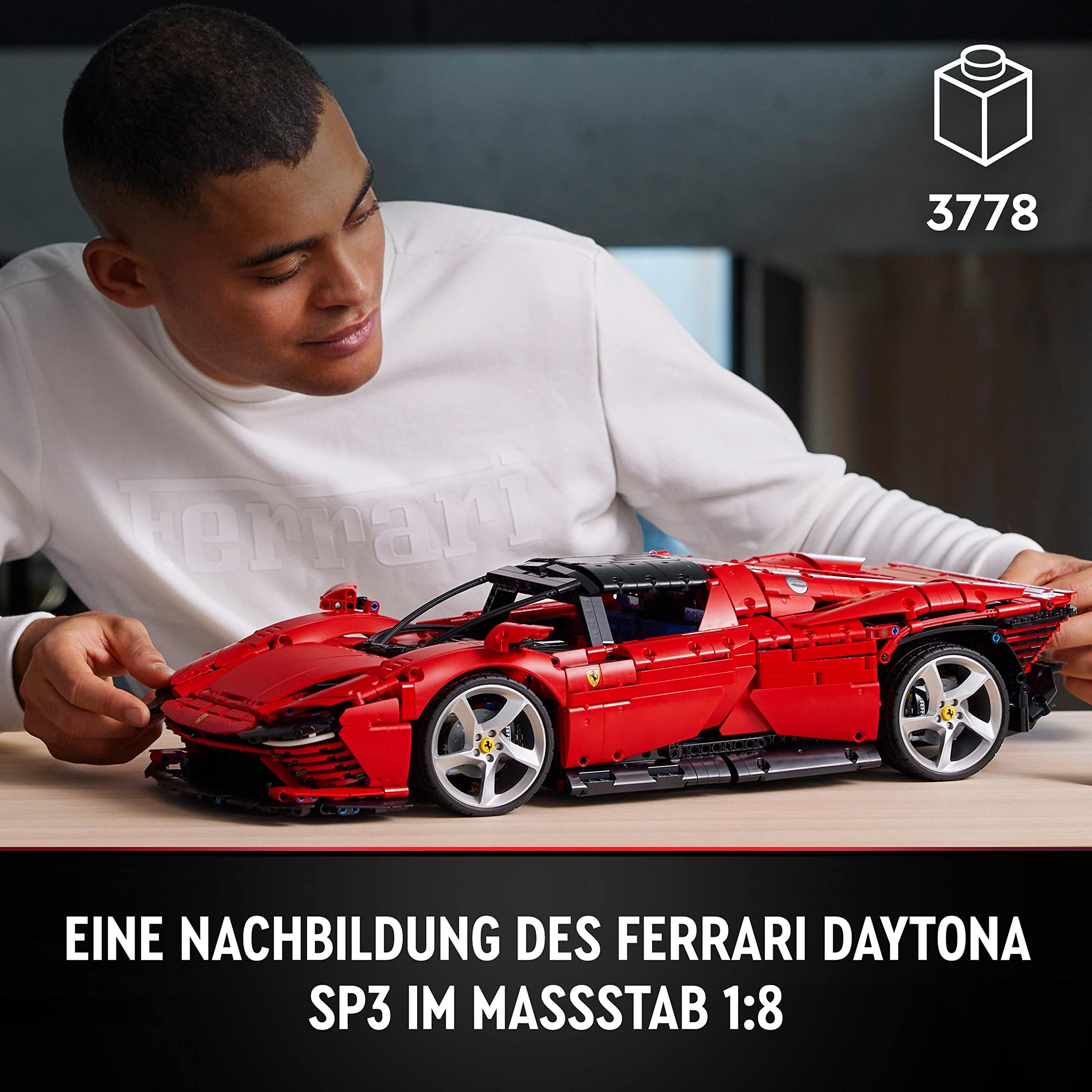 LEGO Technic 42143 Ferrari Daytona SP3, roter Supersportwagen Modellauto 1:8, erweitertes Bausatz & Ultimate Car Concept Sammlerset