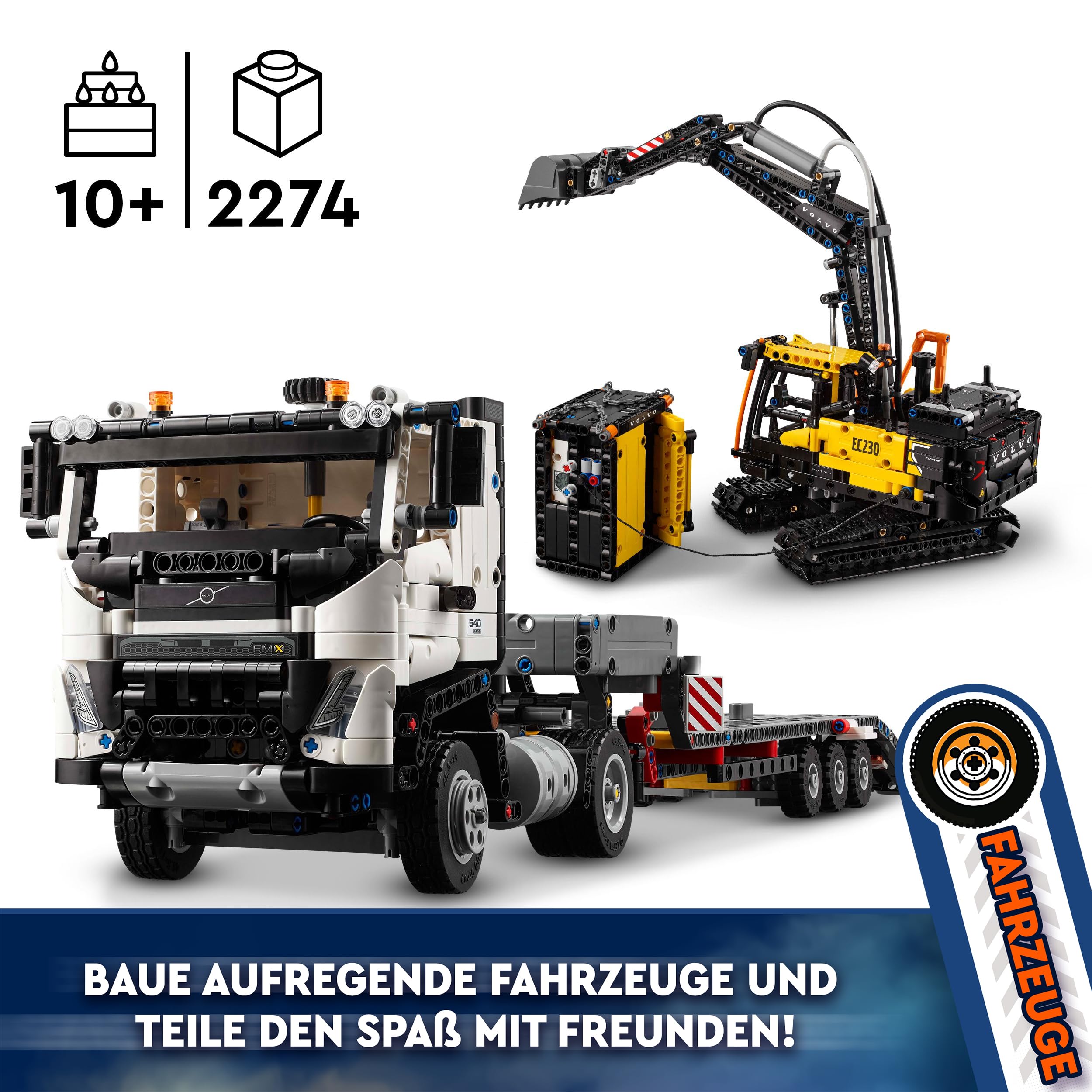 LEGO Technic 42175 Volvo FMX LKW mit EC230 Electric Raupenbagger, Baufahrzeug Spielzeug-Bausatz & Geschenkset für Kinder ab 10 Jahren