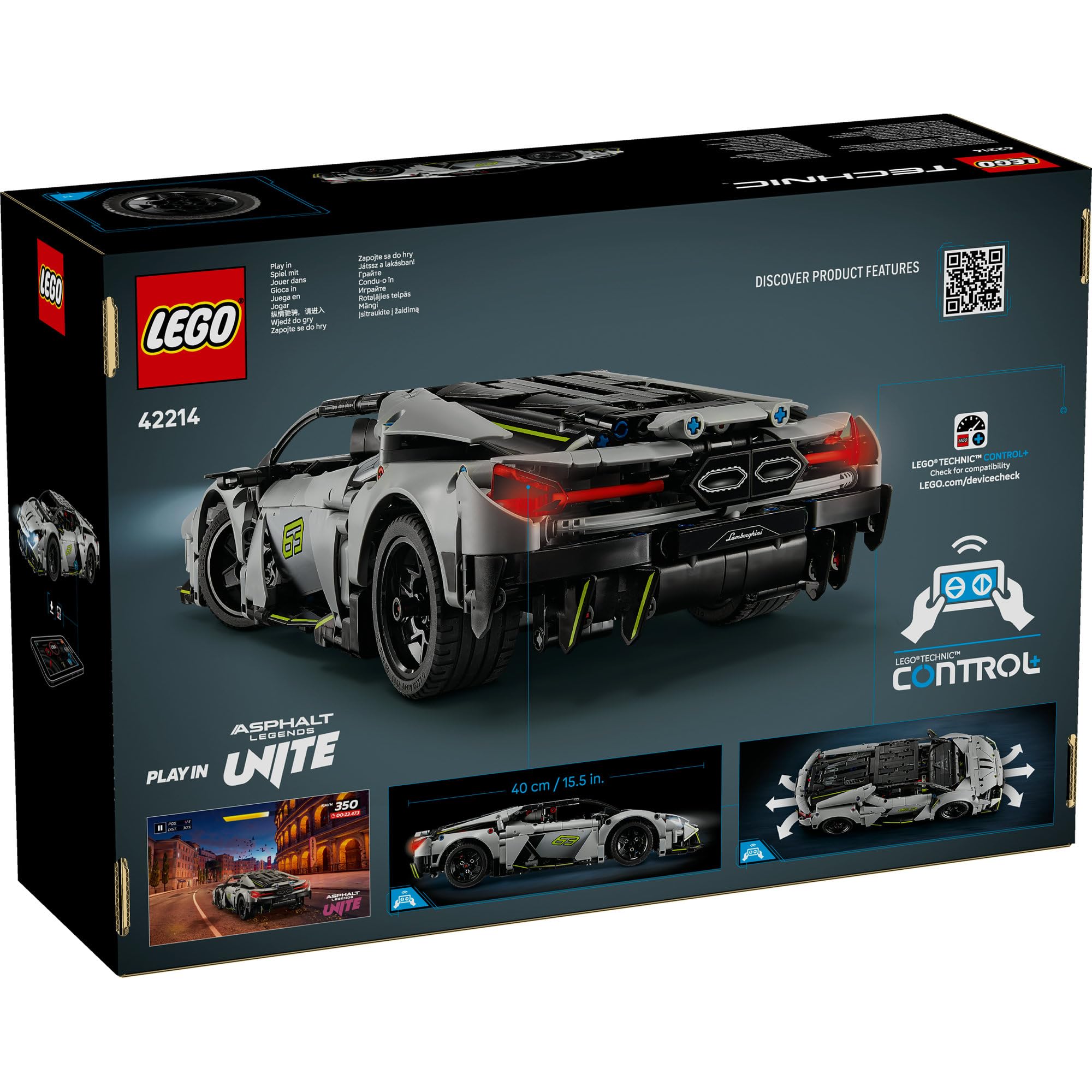 LEGO Technic 42214 Lamborghini Revuelto, ferngesteuertes Supersportwagen Modellauto mit Licht, Lenkung & Akku-Hub, Bausatz ab 10 Jahren