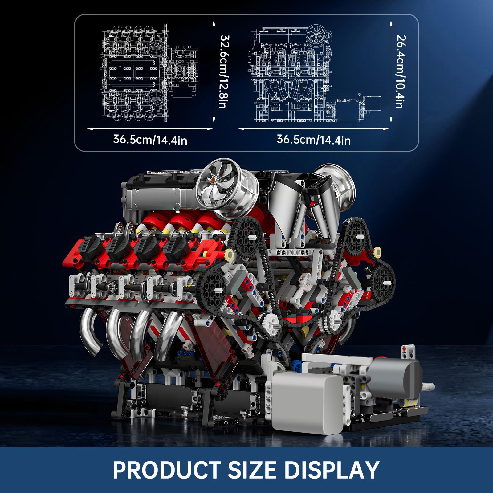 Mould King 10130 V8 Motor Bausatz, 2718 Klemmbausteine Technik F488 Auto Motor Modell mit funktionsfähigem Engine Kit für Erwachsene