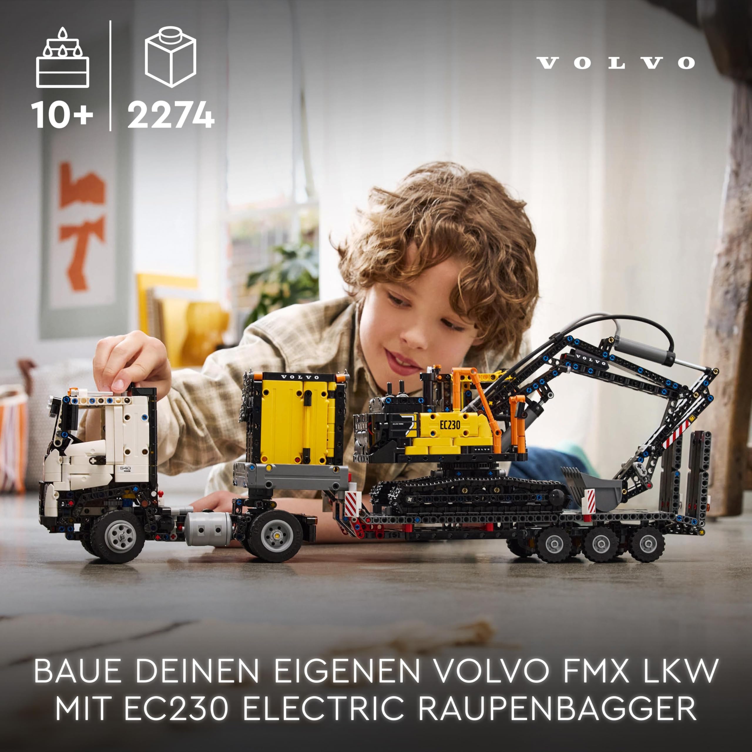 LEGO Technic 42175 Volvo FMX LKW mit EC230 Electric Raupenbagger, Baufahrzeug Spielzeug-Bausatz & Geschenkset für Kinder ab 10 Jahren