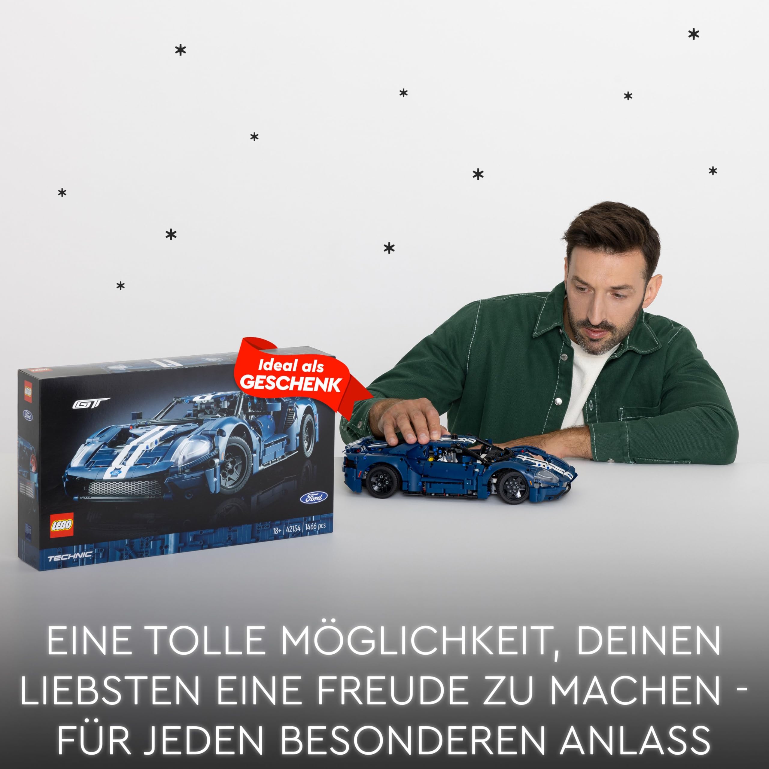 LEGO Technic 42154 Ford GT 2022, Supercar Modellauto 1:12 mit authentischen Details, fortschrittlicher Bausatz & Sammlerset für Erwachsene