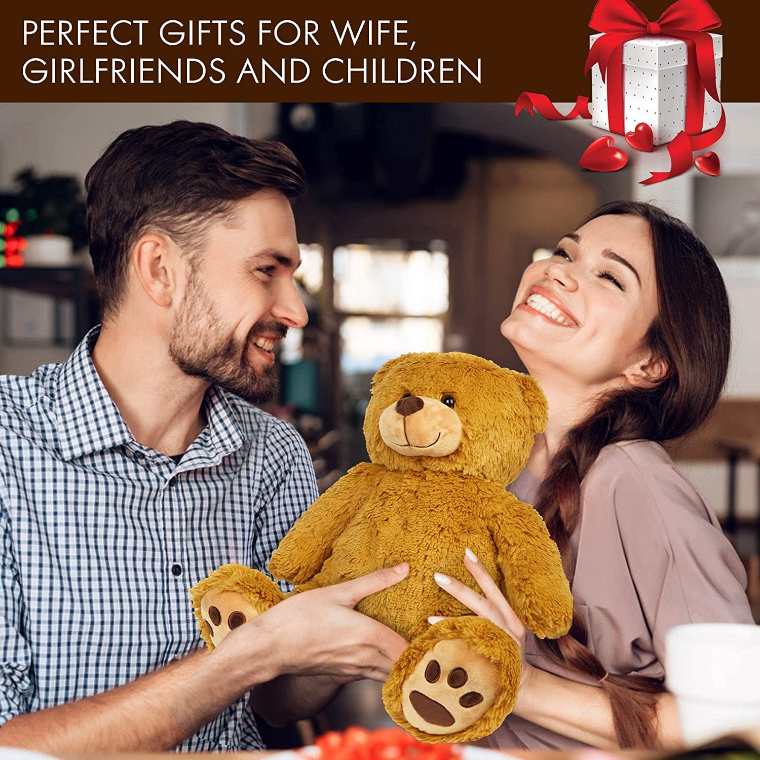 LotFancy Teddybär Kuscheltier 50cm, Plüschtier Stofftier Teddy, Süßes Geschenk für Kinder Mädchen Freundin