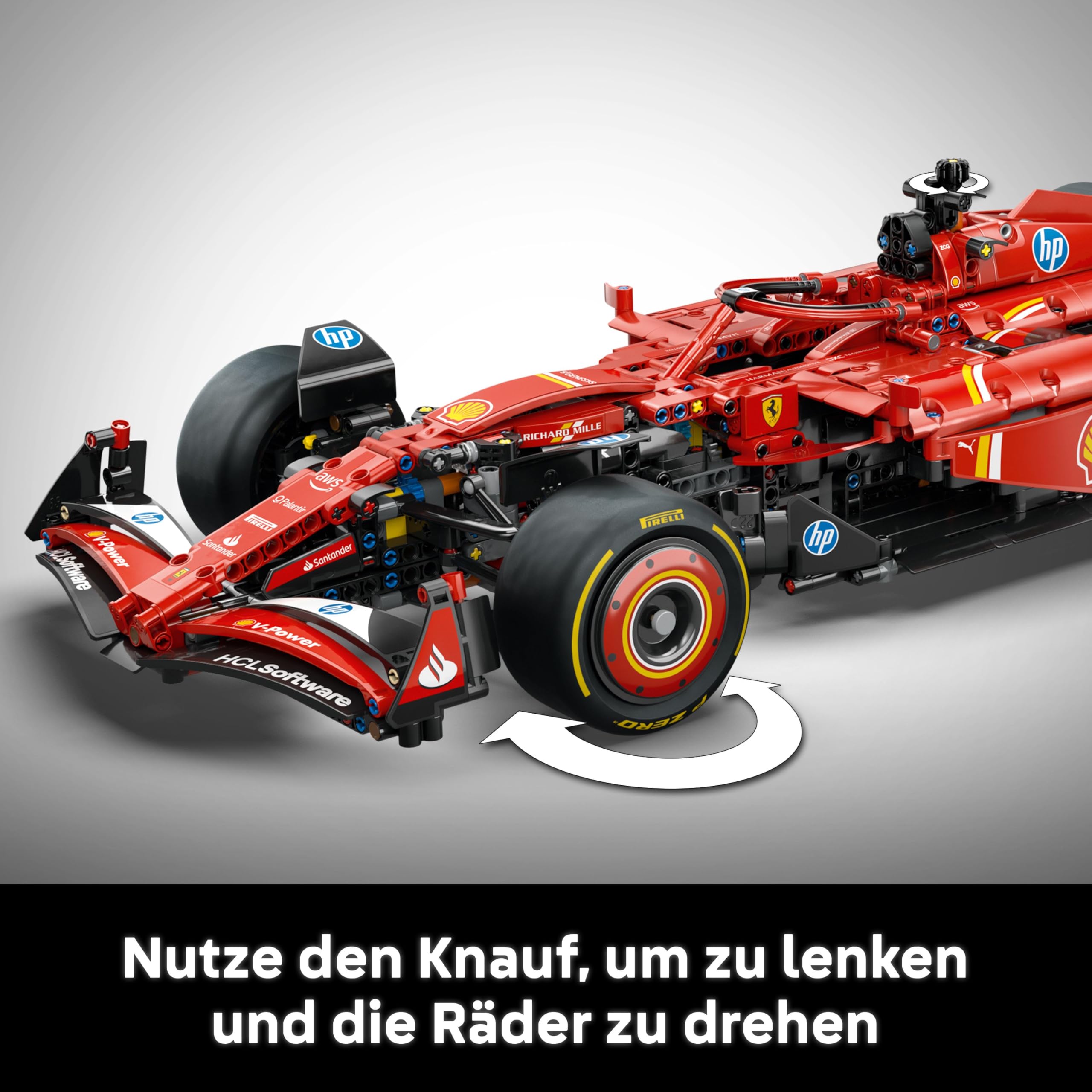 LEGO Technic 42207 Ferrari SF-24 F1 Rennwagen 1:8 mit V6-Motor, Getriebe, Lenkung & DRS, detailreicher Modellauto-Bausatz für Erwachsene