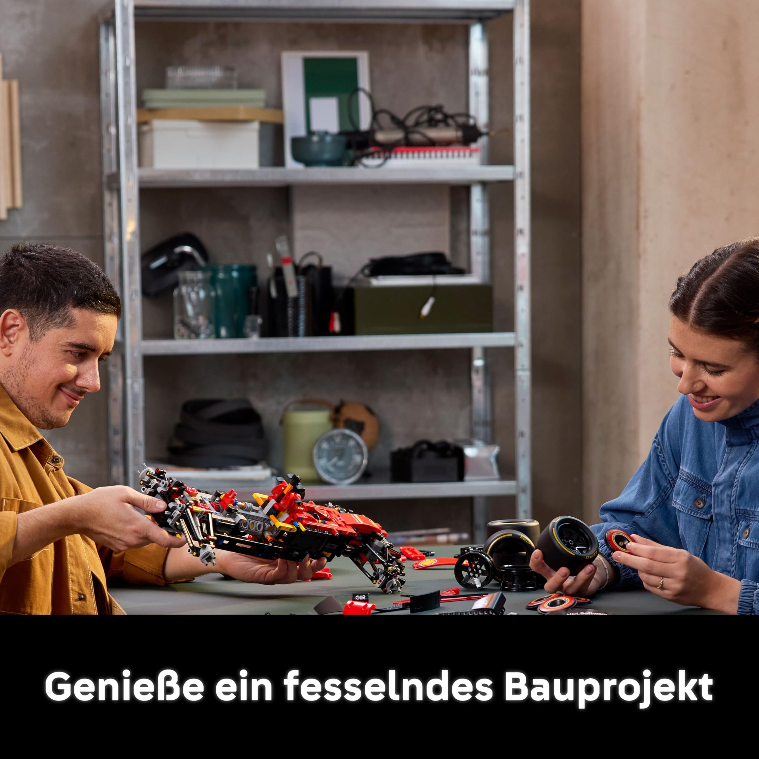 LEGO Technic 42207 Ferrari SF-24 F1 Rennwagen 1:8 mit V6-Motor, Getriebe, Lenkung & DRS, detailreicher Modellauto-Bausatz für Erwachsene