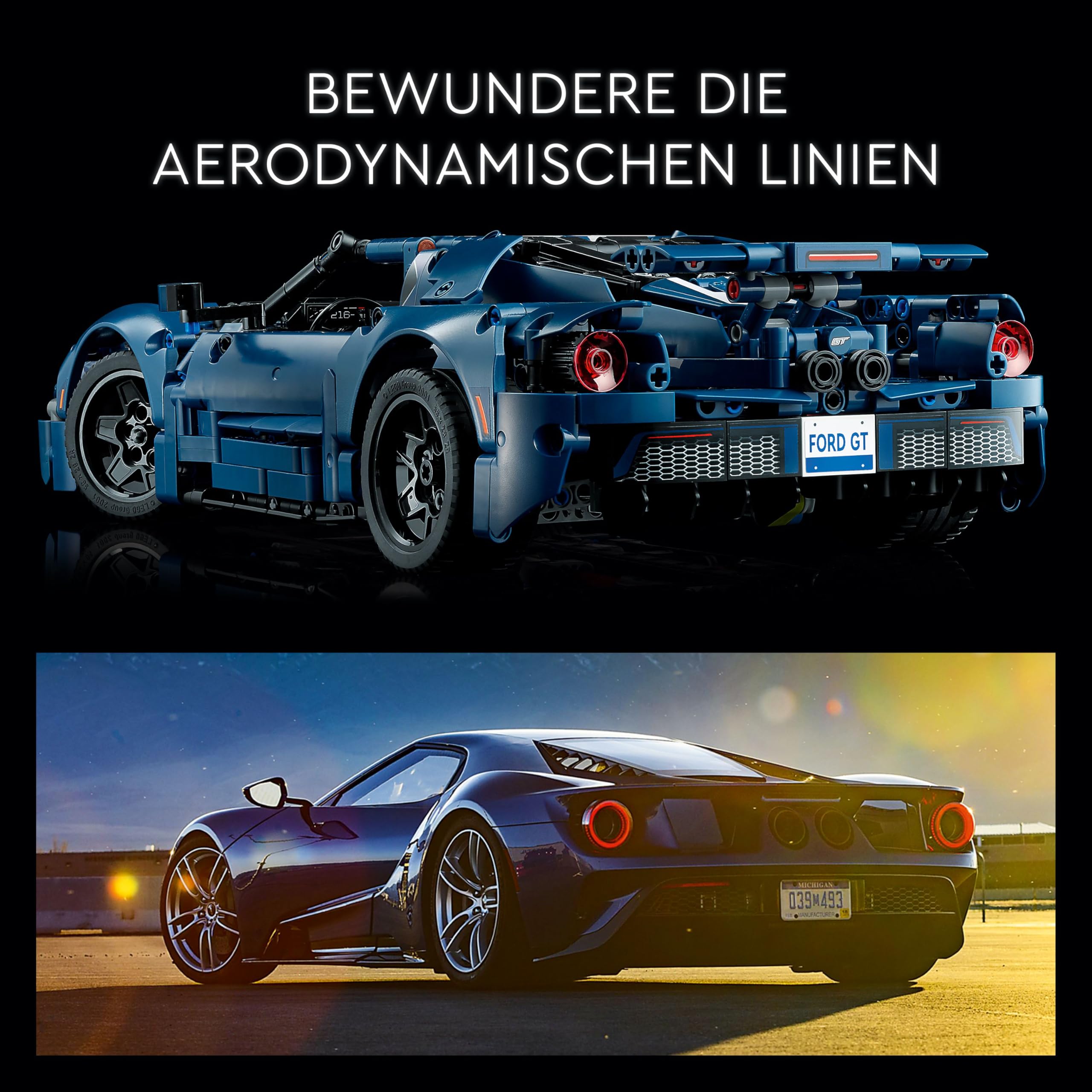 LEGO Technic 42154 Ford GT 2022, Supercar Modellauto 1:12 mit authentischen Details, fortschrittlicher Bausatz & Sammlerset für Erwachsene