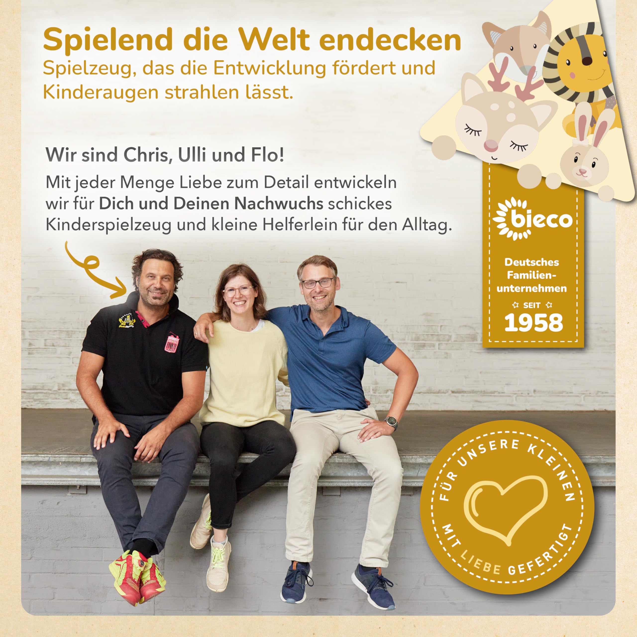 Bieco Kuscheltier Bär Mika | 37 cm | Teddybär aus Bouclé | Plüschbär | Plüschtier Teddy XXL Tedy Bear Plüschtier