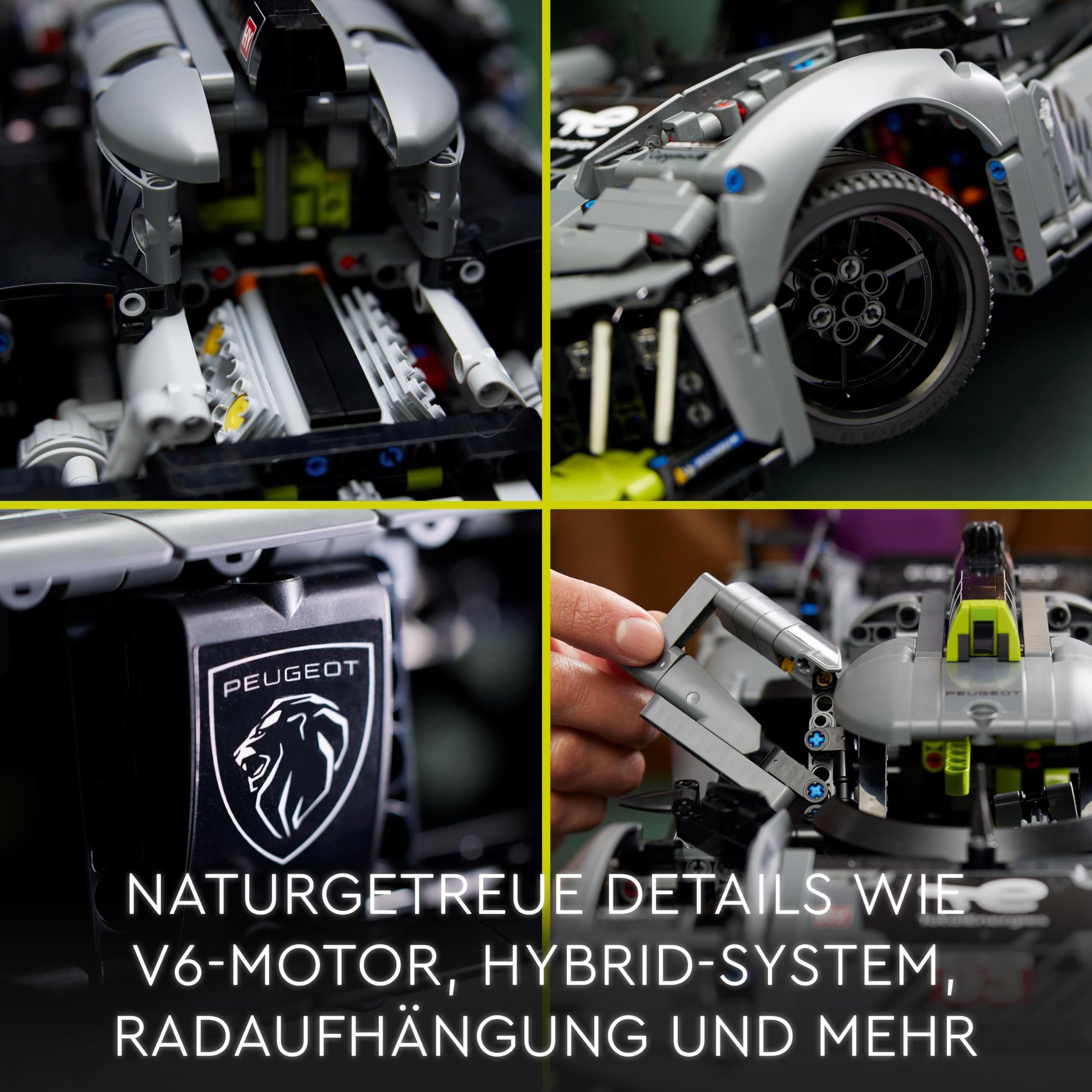 LEGO 42156 Technic Peugeot 9X8 24H Le Mans Hybrid Hypercar Modellauto 1:10, Bausatz für Erwachsene & Sammler