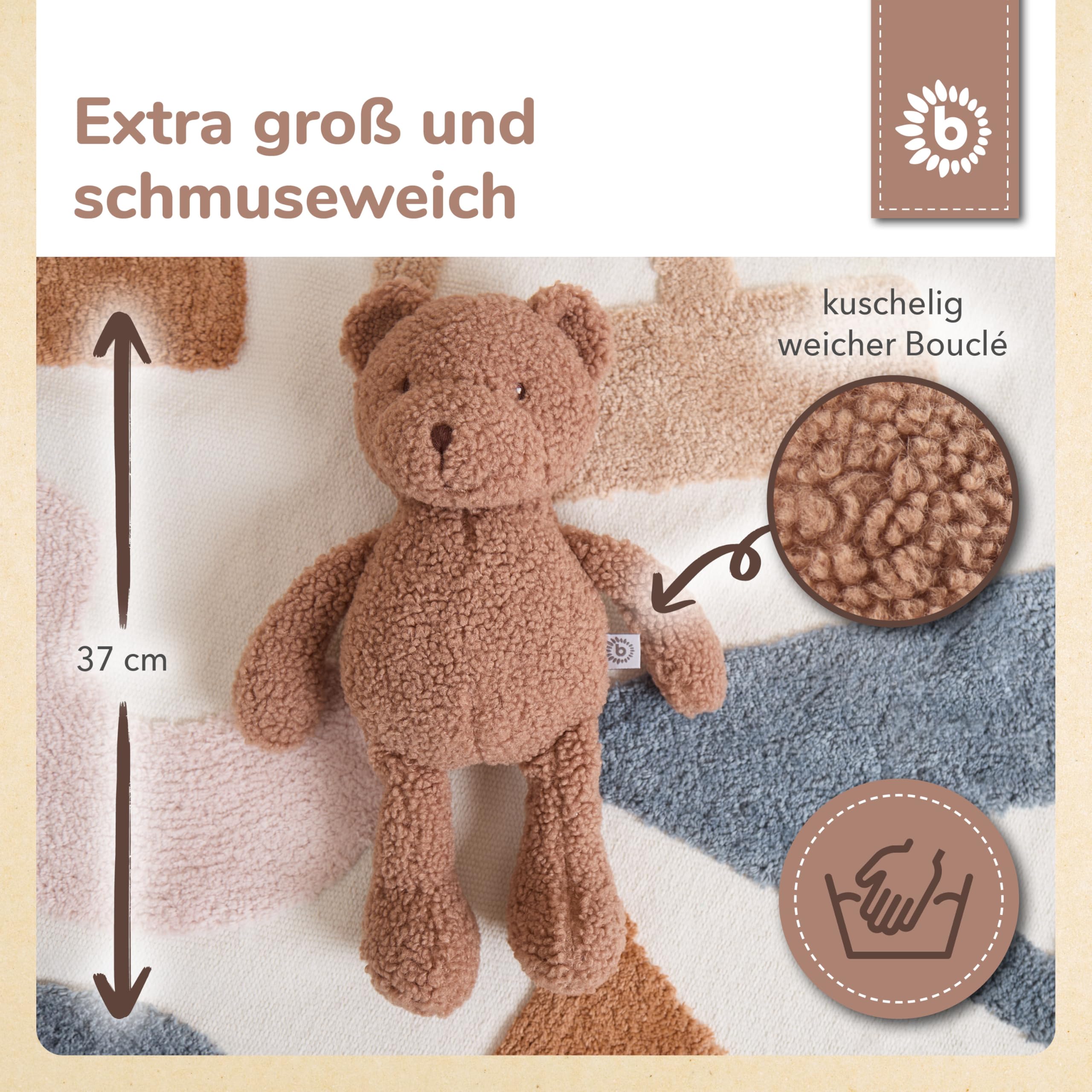 Bieco Kuscheltier Bär Mika | 37 cm | Teddybär aus Bouclé | Plüschbär | Plüschtier Teddy XXL Tedy Bear Plüschtier