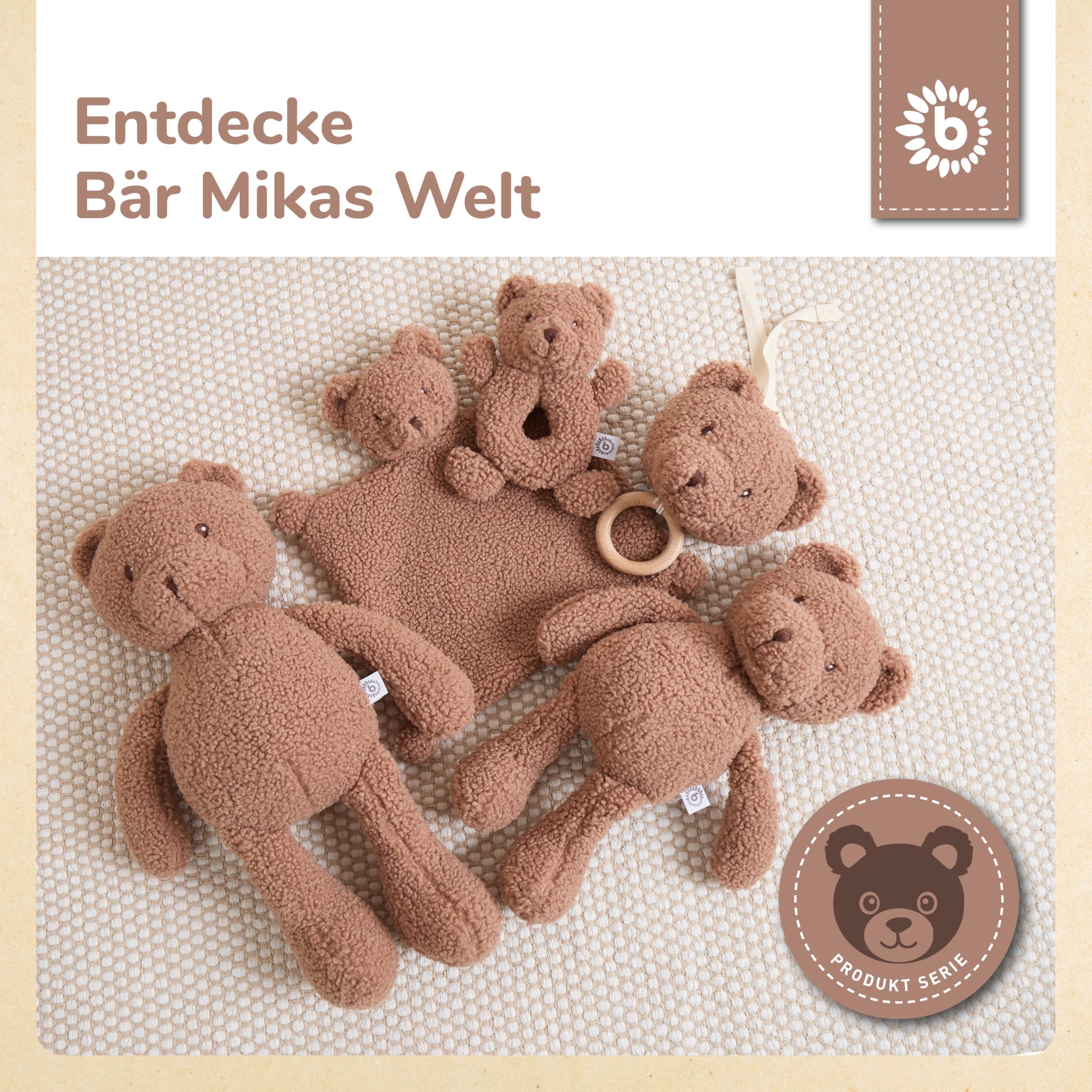 Bieco Kuscheltier Bär Mika | 37 cm | Teddybär aus Bouclé | Plüschbär | Plüschtier Teddy XXL Tedy Bear Plüschtier